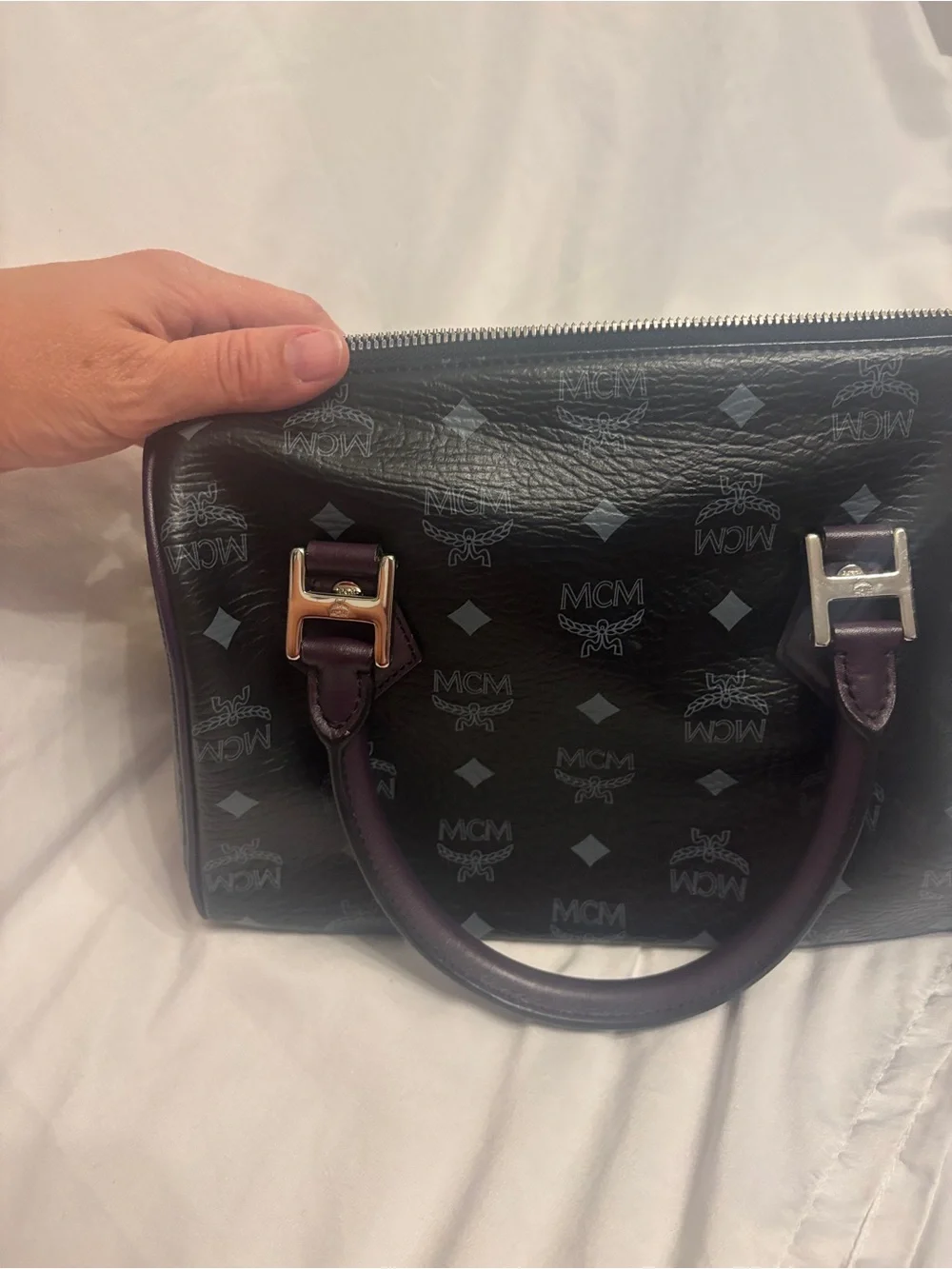 MCM limited edition princess lion black Leather Top-Handle Bag
